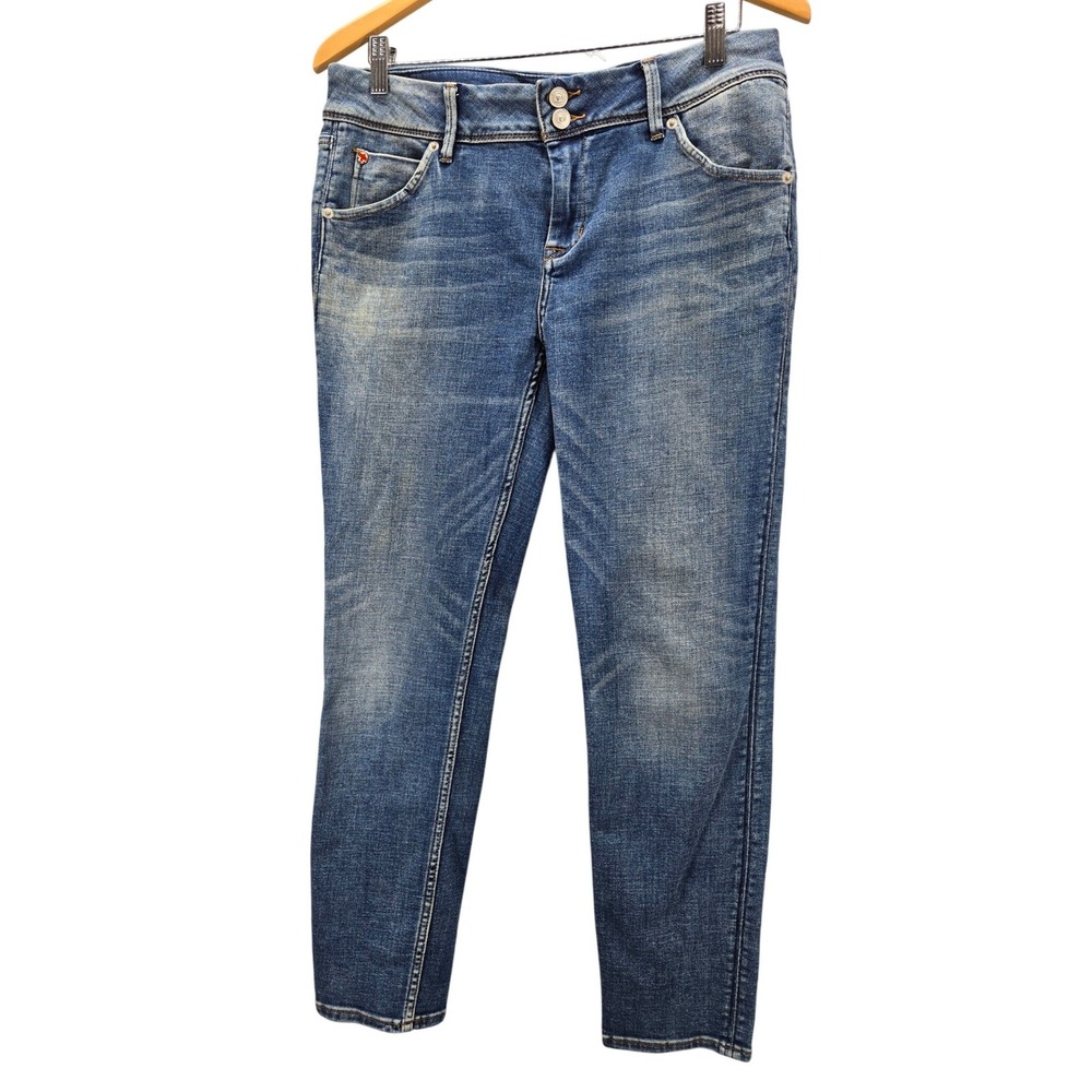 Hudson Collin Skinny Ankle Jeans 28 Medium Wash Blue Flap Pocket Mid Rise Denim